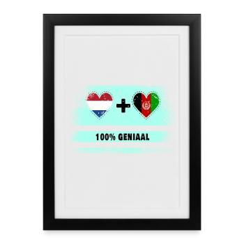 Afghanistan et Pays-Bas 100% Genius flag - Affiche encadrée (27 × 37 cm) - noir - Devant