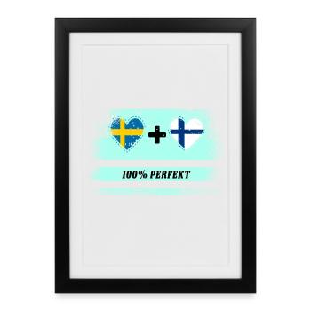 Finlande et Suède 100% parfait / cadeau - Affiche encadrée (27 × 37 cm) - noir - Devant