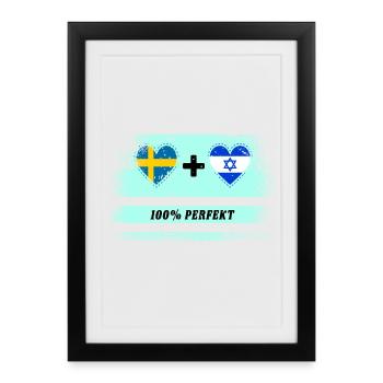 Israël et Suède 100% parfait / cadeau - Affiche encadrée (27 × 37 cm) - noir - Devant