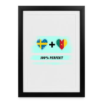 Cameroun et Suède 100% Parfait / Cadeau - Affiche encadrée (27 × 37 cm) - noir - Devant
