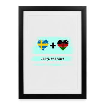 Kenya et Suède 100% Parfait / Cadeau - Affiche encadrée (27 × 37 cm) - noir - Devant