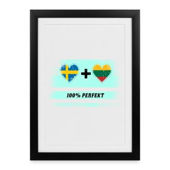 Lituanie et Suède 100 % parfait / cadeau - Affiche encadrée (27 × 37 cm) - noir - Devant