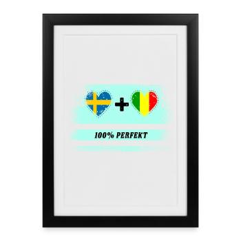 Mali et Suède 100% Parfait / Cadeau - Affiche encadrée (27 × 37 cm) - noir - Devant