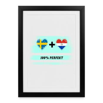 Paraguay et Suède 100% Parfait / Cadeau - Affiche encadrée (27 × 37 cm) - noir - Devant