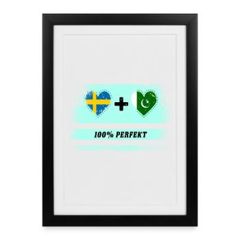 Pakistan et Suède 100% Parfait / Cadeau - Affiche encadrée (27 × 37 cm) - noir - Devant