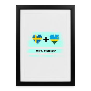 Rwanda et Suède 100 % parfait / Cadeau - Affiche encadrée (27 × 37 cm) - noir - Devant