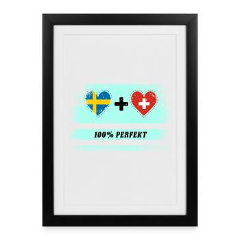 Suisse & Suède 100% Parfait / Cadeau - Affiche encadrée (27 × 37 cm) - noir - Devant