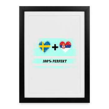 Serbie et Suède 100% Parfait / Cadeau - Affiche encadrée (27 × 37 cm) - noir - Devant
