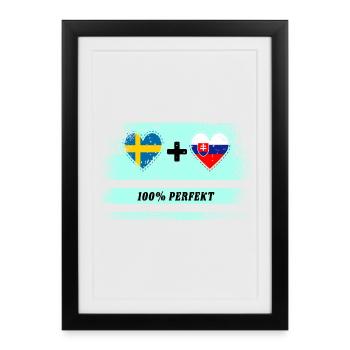 Slovaquie et Suède 100 % parfait / cadeau - Affiche encadrée (27 × 37 cm) - noir - Devant