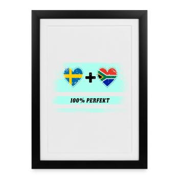 Afrique du Sud & Suède 100% Parfait / Cadeau - Affiche encadrée (27 × 37 cm) - noir - Devant