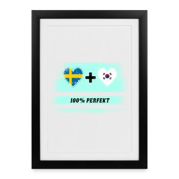 Corée du Sud et Suède 100% Parfait / Cadeau - Affiche encadrée (27 × 37 cm) - noir - Devant