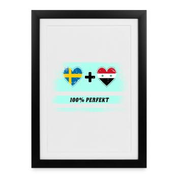 Syrie et Suède 100% parfait / cadeau - Affiche encadrée (27 × 37 cm) - noir - Devant