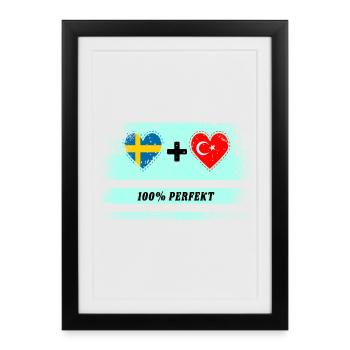 Turquie et Suède 100% Parfait / Cadeau - Affiche encadrée (27 × 37 cm) - noir - Devant