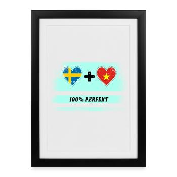 Vietnam et Suède 100% Parfait / Cadeau - Affiche encadrée (27 × 37 cm) - noir - Devant