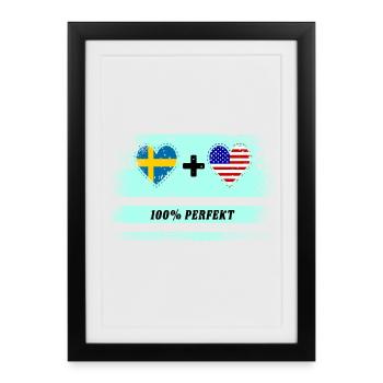USA et Suède 100% parfait / cadeau - Affiche encadrée (27 × 37 cm) - noir - Devant