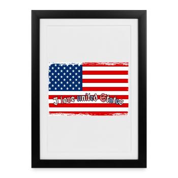 J’adore les États-Unis - Affiche encadrée (27 × 37 cm) - noir - Devant