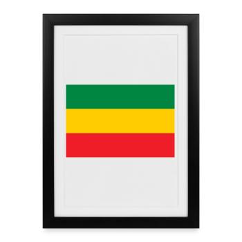 Drapeau du Reggae Rastafari Rasta Roots One Love - Affiche encadrée (27 × 37 cm) - noir - Devant