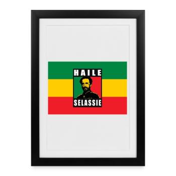 REGGAE RASTA FLAG - SELASSIE I - JAH RASTAFARI - Framed poster (27 × 37 cm) - black - Front