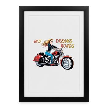 Girl Hot Dreams Roads - Framed poster (27 × 37 cm) - black - Front