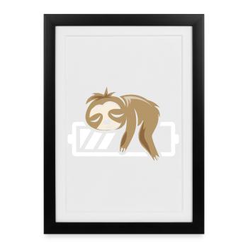 Sloth funny sleeping battery loading icon - Framed poster (27 × 37 cm) - black - Front