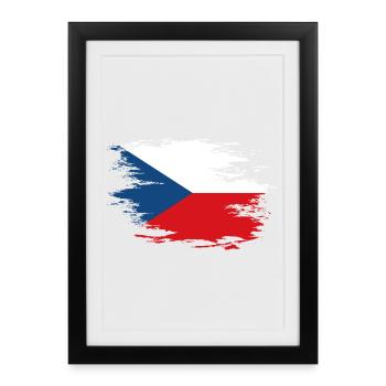 Drapeau de la République tchèque utilisé design - Affiche encadrée (27 × 37 cm) - noir - Devant
