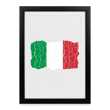 Conception du drapeau de l’Italie Style grunge - Affiche encadrée (27 × 37 cm) - noir - Devant