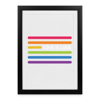 Mois de la fierté LGBT - Love is Love - Affiche encadrée (27 × 37 cm) - noir - Devant