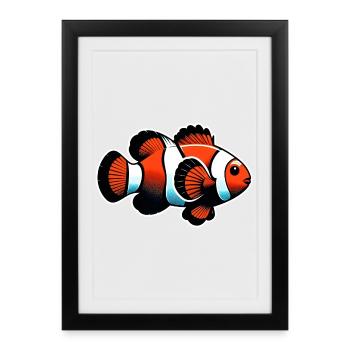 Poisson-clown - Affiche encadrée (27 × 37 cm) - noir - Devant
