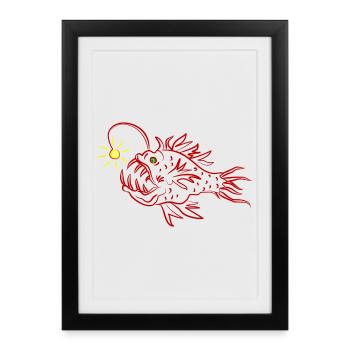 Un poisson-lanterne - Affiche encadrée (27 × 37 cm) - noir - Devant