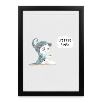 Skeleton Holding Plant Hope Rebirth Saying - Framed poster (27 × 37 cm) - black - Front