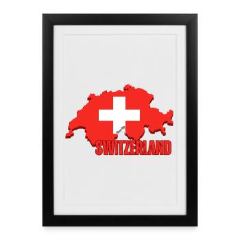 Fierté suisse, drapeau de la Suisse - Affiche encadrée (27 × 37 cm) - noir - Devant