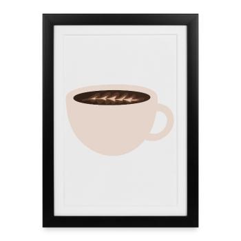 Elegant Coffee Latte Art Illustration - Framed poster (27 × 37 cm) - black - Front