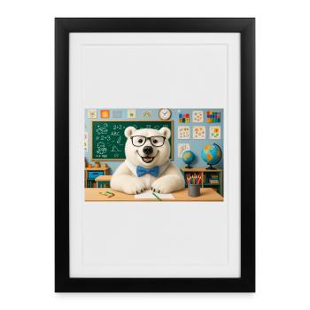 Cute Bear Scientist with Glasses - Framed poster (27 × 37 cm) - black - Front