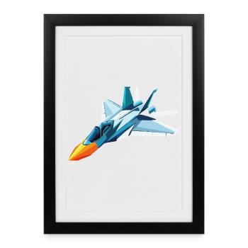 Chasseur à réaction - Affiche encadrée (27 × 37 cm) - noir - Devant