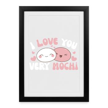 I love you very mochi kawaii rice cake mochi - Framed poster (27 × 37 cm) - black - Front