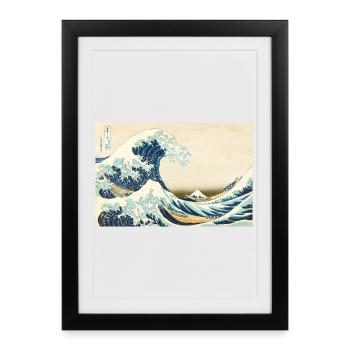 Peinture Ukiyo-e Wave avec Bergen Waves Japon - Affiche encadrée (27 × 37 cm) - noir - Devant