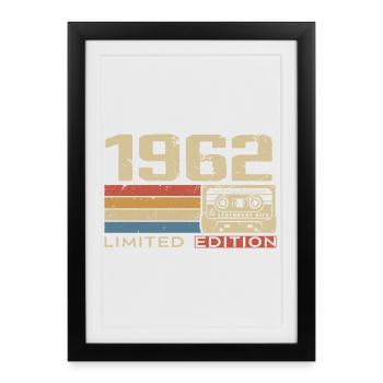 Légendes 1962 Millésime 1962 Jubilé 1962 vintage  - Affiche encadrée (27 × 37 cm) - noir - Devant