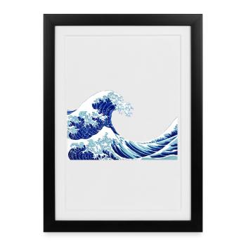 kanagawa Vagues japonaises traditionnelles - Affiche encadrée (27 × 37 cm) - noir - Devant