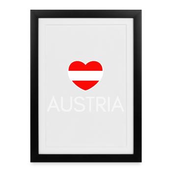 Heart with Austrian flag, I love Austria - Framed poster (27 × 37 cm) - black - Front