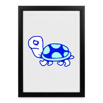 Tortue Peur Timide Triste Malheureux - Affiche encadrée (27 × 37 cm) - noir - Devant