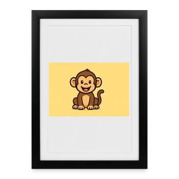 Singe - Affiche encadrée (27 × 37 cm) - noir - Devant