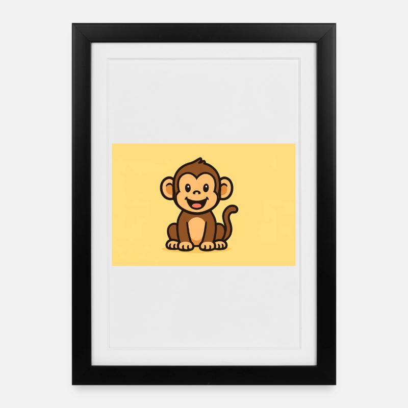affe - Gerahmtes Poster (27 × 37 cm) - Schwarz