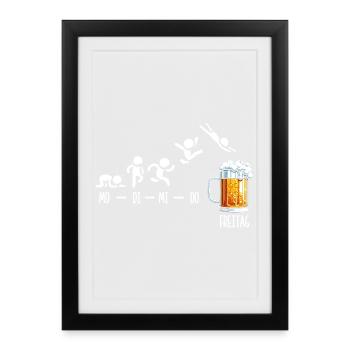 Vendredi week-end Amateurs de bière Buveurs de bière - Affiche encadrée (27 × 37 cm) - noir - Devant