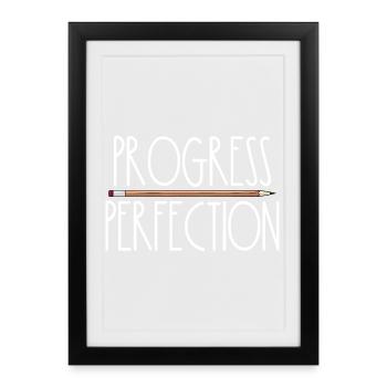 Le progrès plutôt que la perfection Retour à l’école Leh - Affiche encadrée (27 × 37 cm) - noir - Devant