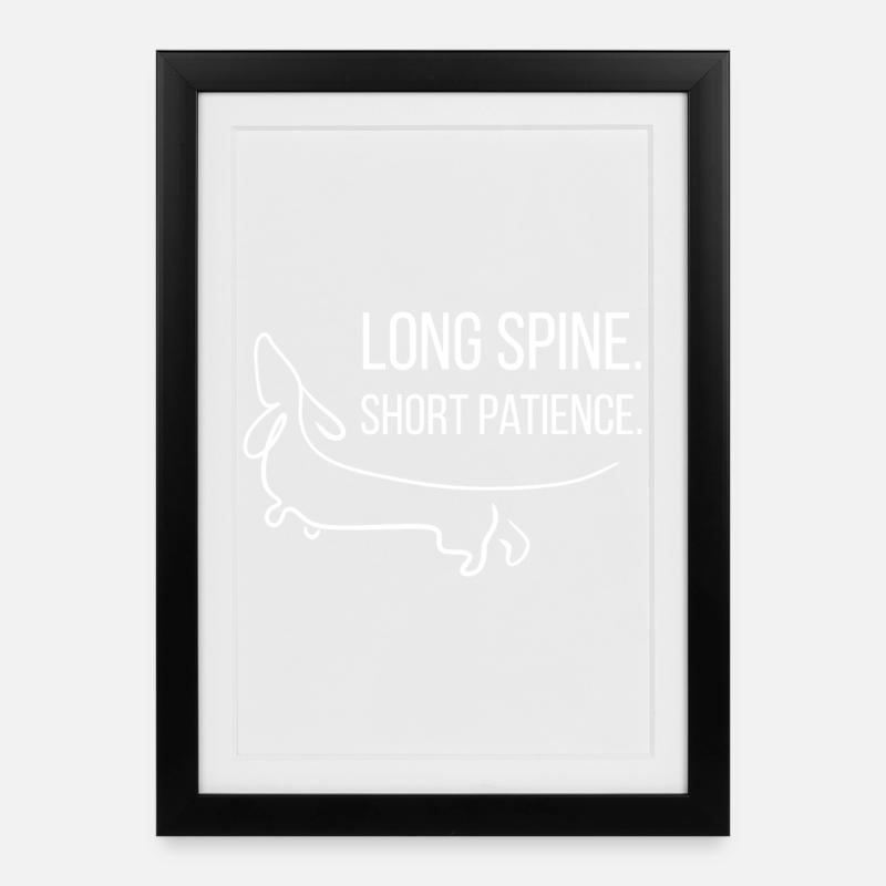 Kurzbeinig. Dickköpfig. Dackel. - Gerahmtes Poster (27 × 37 cm) - Schwarz
