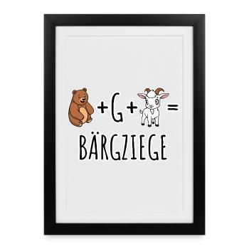 L’ours et la chèvre sont égaux à la chèvre de montagne, euh, OURS-G-CHÈVRE - Affiche encadrée (27 × 37 cm) - noir - Devant