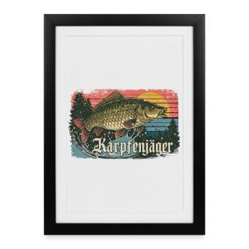Carp Hunters Fishing Carp Fishing Anglers Nature - Framed poster (27 × 37 cm) - black - Front