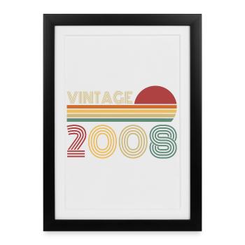 Vintage 2008 Vintage Rétro Cadeau d’anniversaire - Affiche encadrée (27 × 37 cm) - noir - Devant