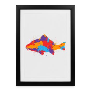 Colorful Carp Fishing Carp Anglers Fishing Anglers - Framed poster (27 × 37 cm) - black - Front