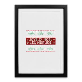 Morues de Noël vert - Affiche encadrée (27 × 37 cm) - noir - Devant